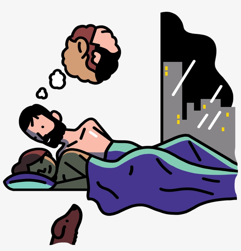 Married Couple Going To Sleep In The City - Couple Sleeping Clipart Png, transparent png #4009883
