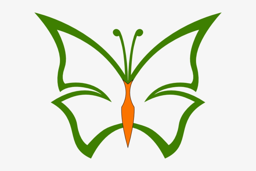 This Free Clipart Png Design Of Green And Orange Butterfly - Butterfly Line Art, transparent png #4010161