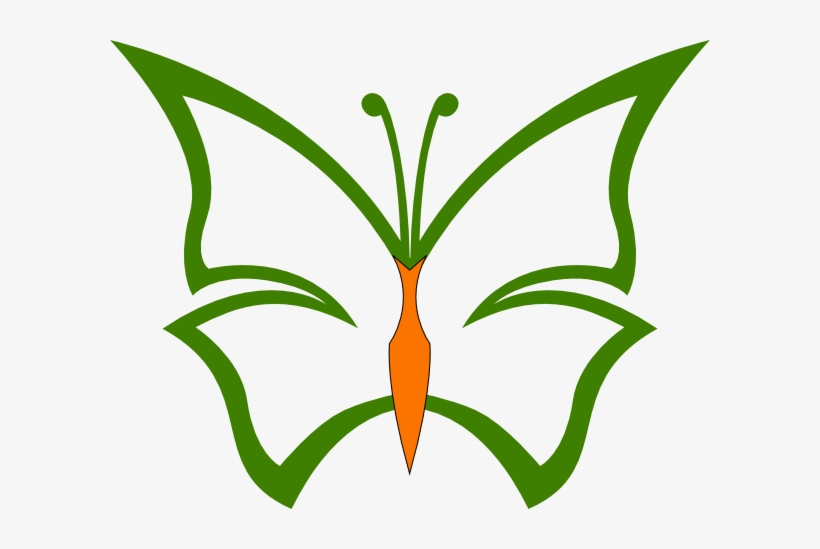 This Free Clipart Png Design Of Green And Orange Butterfly - Butterfly Line Art, transparent png #4010161