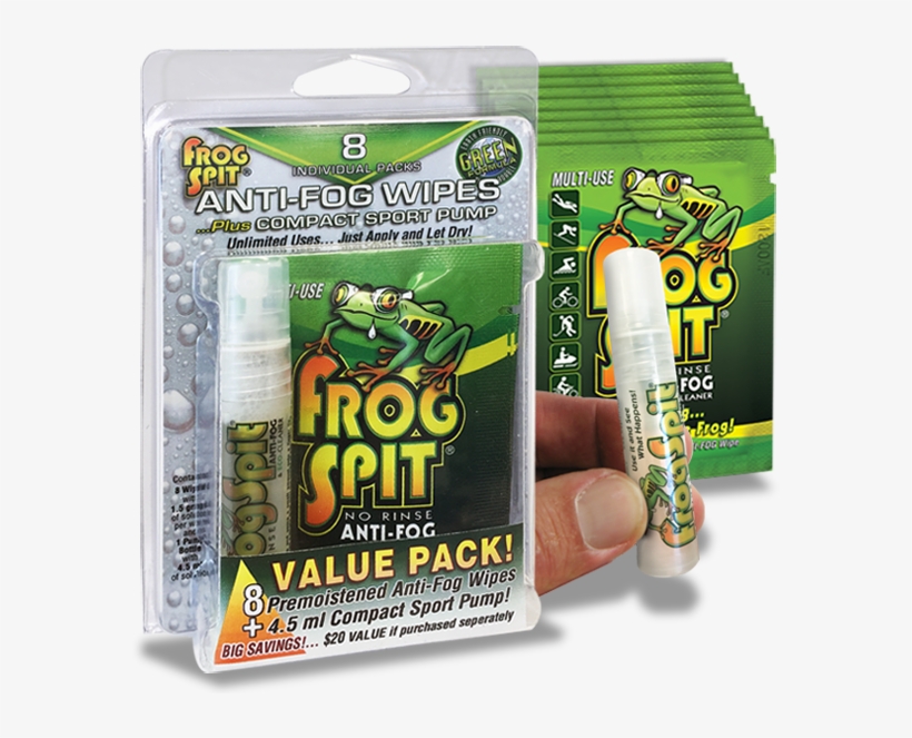 Product Information - Frog Spit 8 Anti-fog Wipes & Free Sport Pump Value, transparent png #4012281