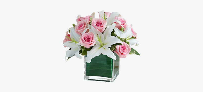 Pink Roses And White Lilies - 1-800 Flowers Modern Embrace Pink Rose, transparent png #4012585