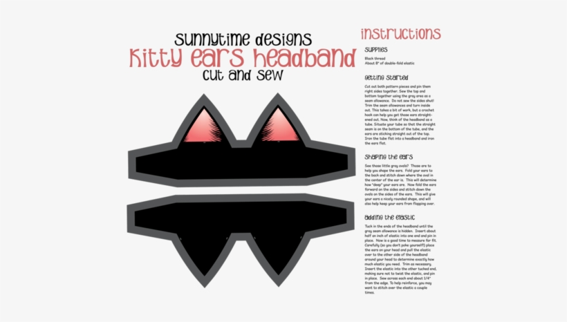 Kitty Ears Cut N Sew Fabric By Sunnytime On Spoonflower, transparent png #4012672