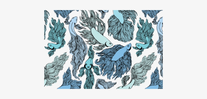 Blue Beta Fish Pattern Fabric By Lindseycgill On Spoonflower - Fish, transparent png #4015227