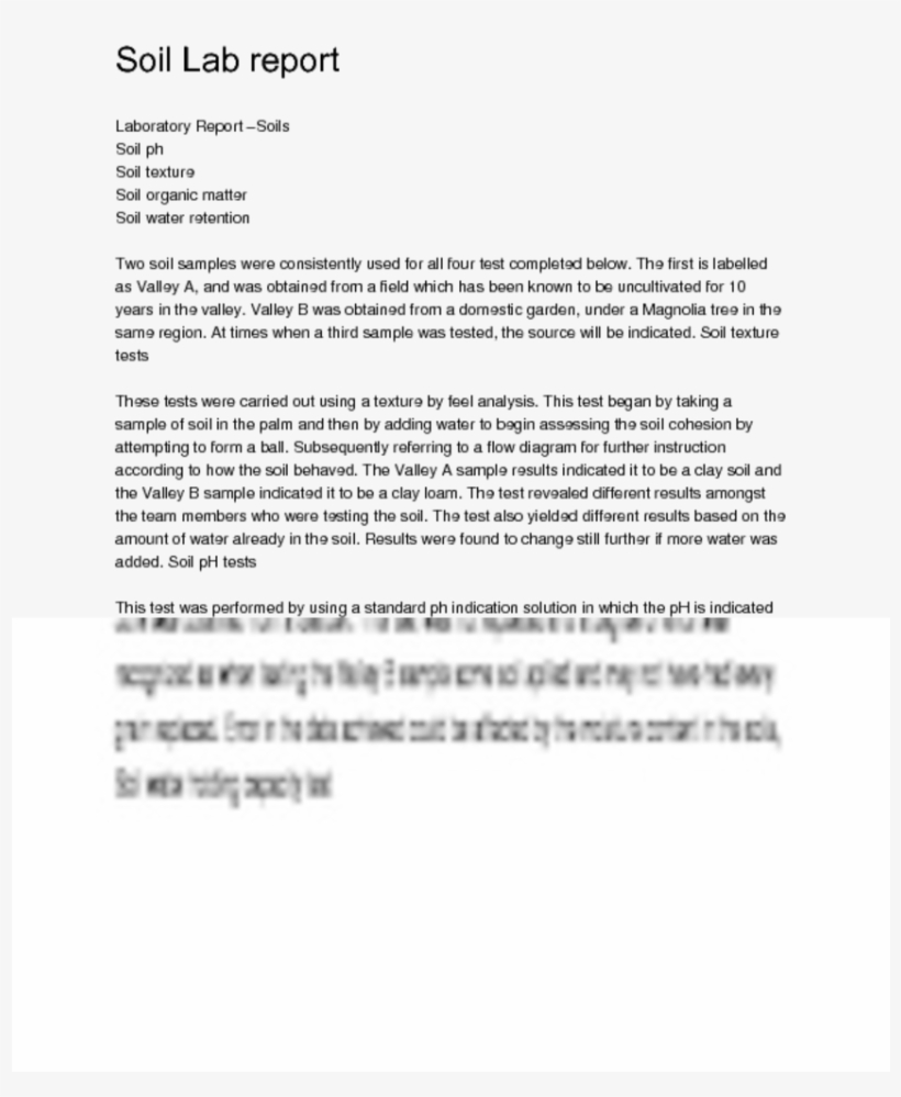 Soil Lab Reportlaboratory Report Soilssoil Ph Soil - Soil, transparent png #4016805