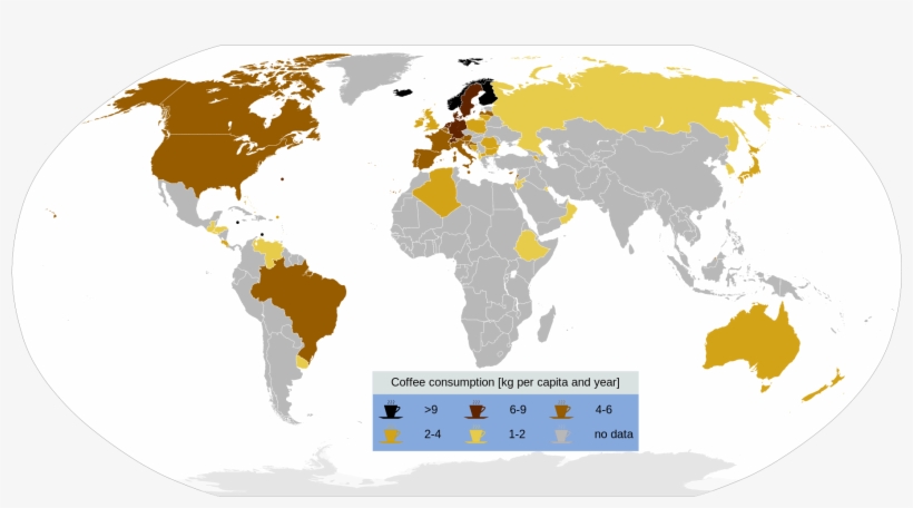 Coffee Consumption Map-en - World Map, transparent png #4016914