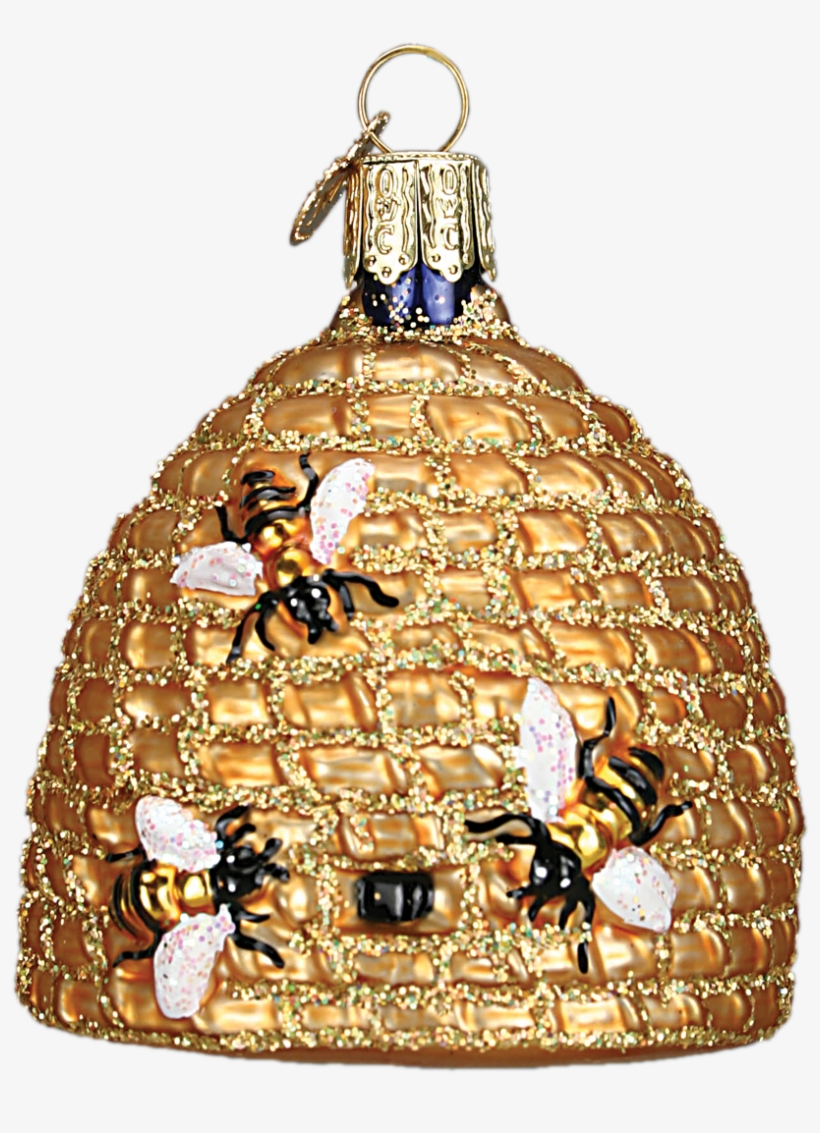 Bee Skep Glass Ornament By Old World Christmas, transparent png #4017736