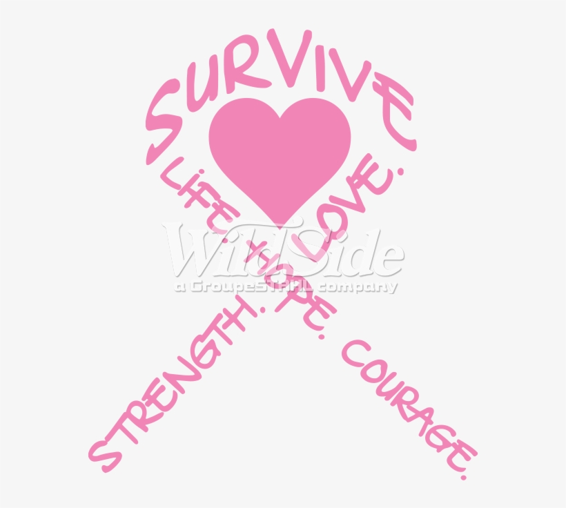 Pink Ribbon - Heart W/words - Cancer Awareness Handbag Pink Ribbon With Hearts To, transparent png #4018406