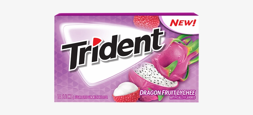 Trident Dragon Fruit Lychee Sugar Free Gum - Trident Dragon Fruit Lychee, transparent png #4019242