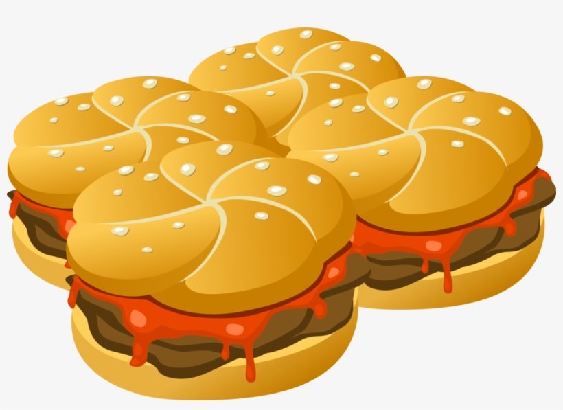Hamburgers, Burgers, Food, Fast Food, Buns, Rolls - Buns Clipart, transparent png #4019267