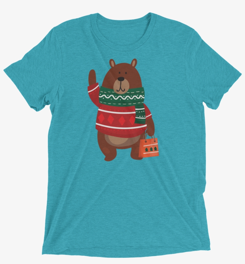 Christmas Bear Triblend T Shirt Swish Embassy - Minnesota State Fair Shirt, transparent png #4019366
