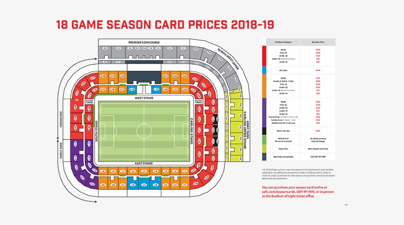 18 Game Plan - Stadium Of Light Seating Plan, transparent png #4020870