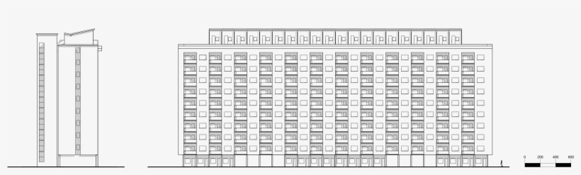 Milano Qt8 Edificio Ina-casa Prospetti - Monochrome, transparent png #4022018