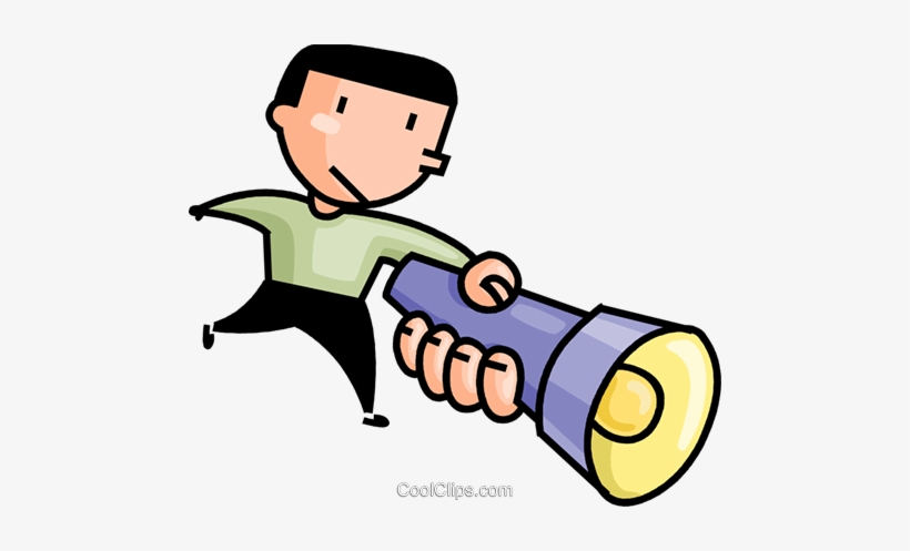 Man With A Flashlight Royalty Free Vector Clip Art - Man Holding Flashlight Png, transparent png #4022281