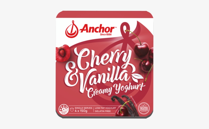 Anchor Cherry Vanilla Yoghurt 4 X 150g Pack - Anchor Yoghurt 4 Pack, transparent png #4022545