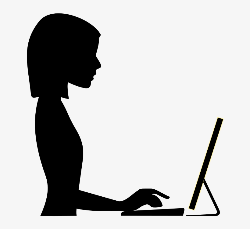 La Silueta De Una Mujer Escribiendo En Un Ordenador - Typing Silhouette, transparent png #4023430