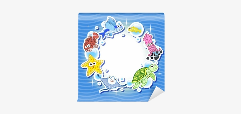 Decorative Frame For Photo With Tropical Bright Fishes - Cartoon, transparent png #4023431