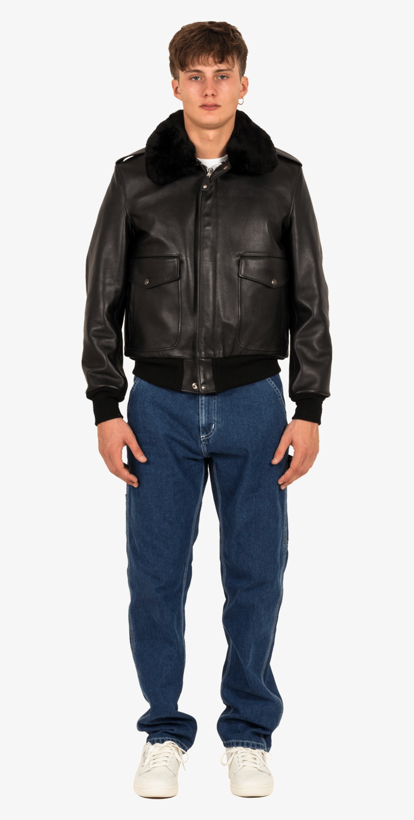 A-2 Naked Cowhide Leather Flight Jacket 184sm Black - Chiffon Sleeve Jumpsuit, transparent png #4024446