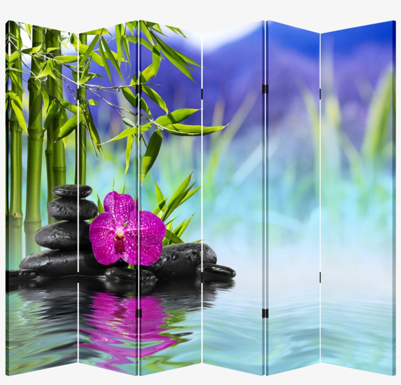 6 Panel Folding Screen Canvas Divider- Hot Stone & - Orchid Water, transparent png #4024892