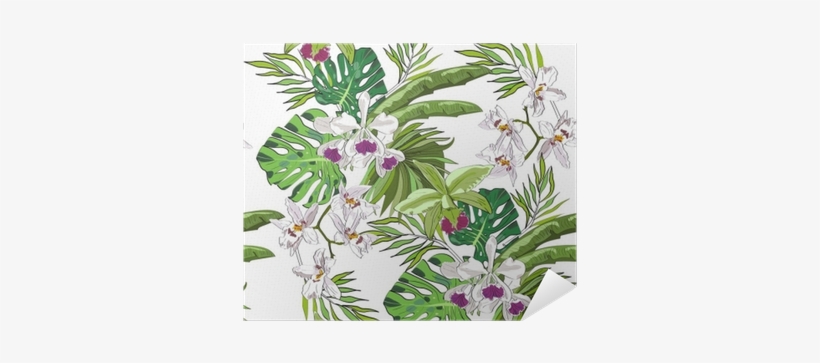 Seamless Vector Pattern Of Exotic Vector Drawn Flowers - Euclidean Vector, transparent png #4025657