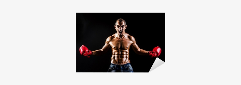 Vinilo Pixerstick Hombre Joven Con Los Guantes De Boxeo - Boxing Glove, transparent png #4026022