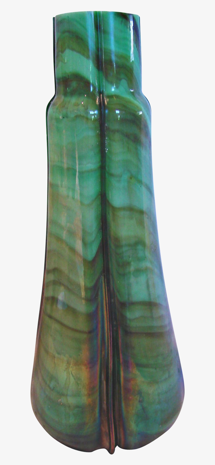 Bohemian Czech Green Swirl Marbled Stone Art Glass - Art Glass Vase, transparent png #4028962