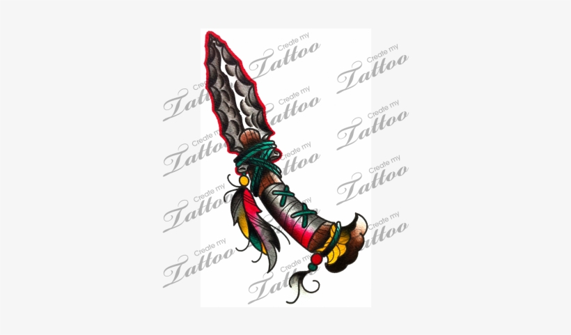 Marketplace Tattoo Native American Knife - Native American Weapon Tattoos, transparent png #4030031