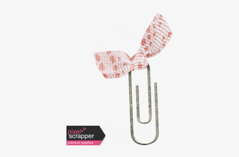 Paper Clip With Ribbon Bow - Digital Scrapbooking, transparent png #4031861