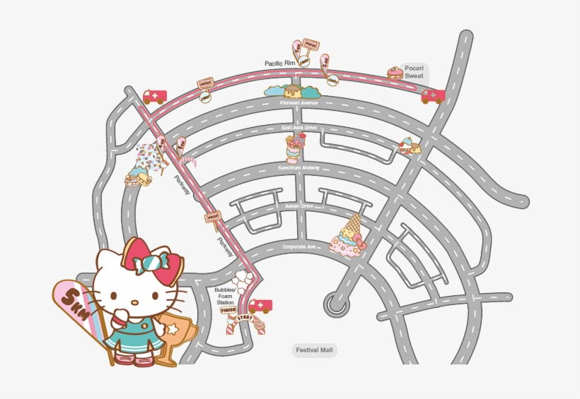 The Route Will Be Around Filinvest, Alabang - Hello Kitty Fun Run 2018, transparent png #4032420
