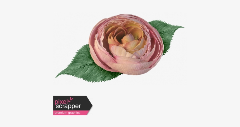 Pink Fabric Rose And Leaf - Vrijhof, transparent png #4032990