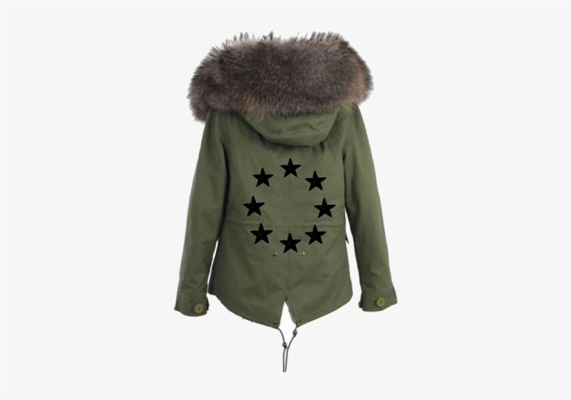 Embleshed Parka With Eight Black Sequin Stars - Fur Clothing, transparent png #4033314