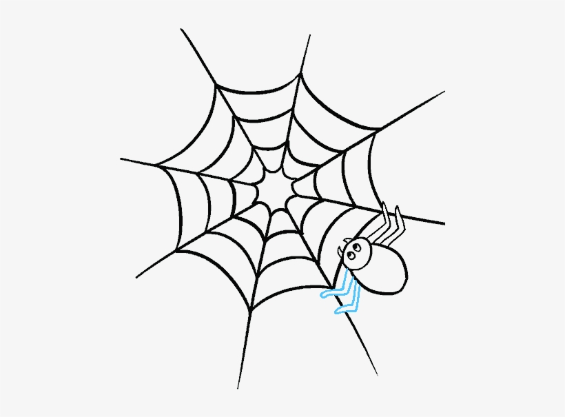How To Draw Spider Web With Spider - Halloween Spider Web Coloring Pages, transparent png #4035165