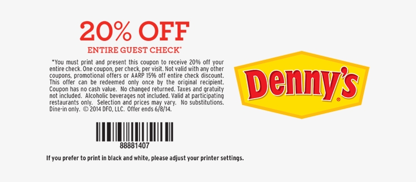 5% Off Coupon & Specials For November - Dennys Coupons June 2018, transparent png #4035593