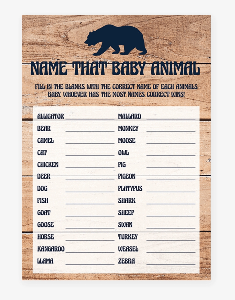 Name That Baby Animal Game For Rustic Baby Shower Printable - Printable Mommy And Daddy Baby Shower Games, transparent png #4036568