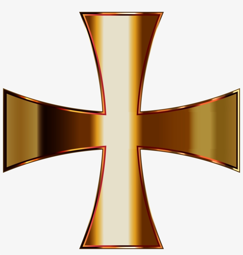 Gold Maltese Cross Enhanced Contrast No Background - Golden Maltese Cross, transparent png #4036692