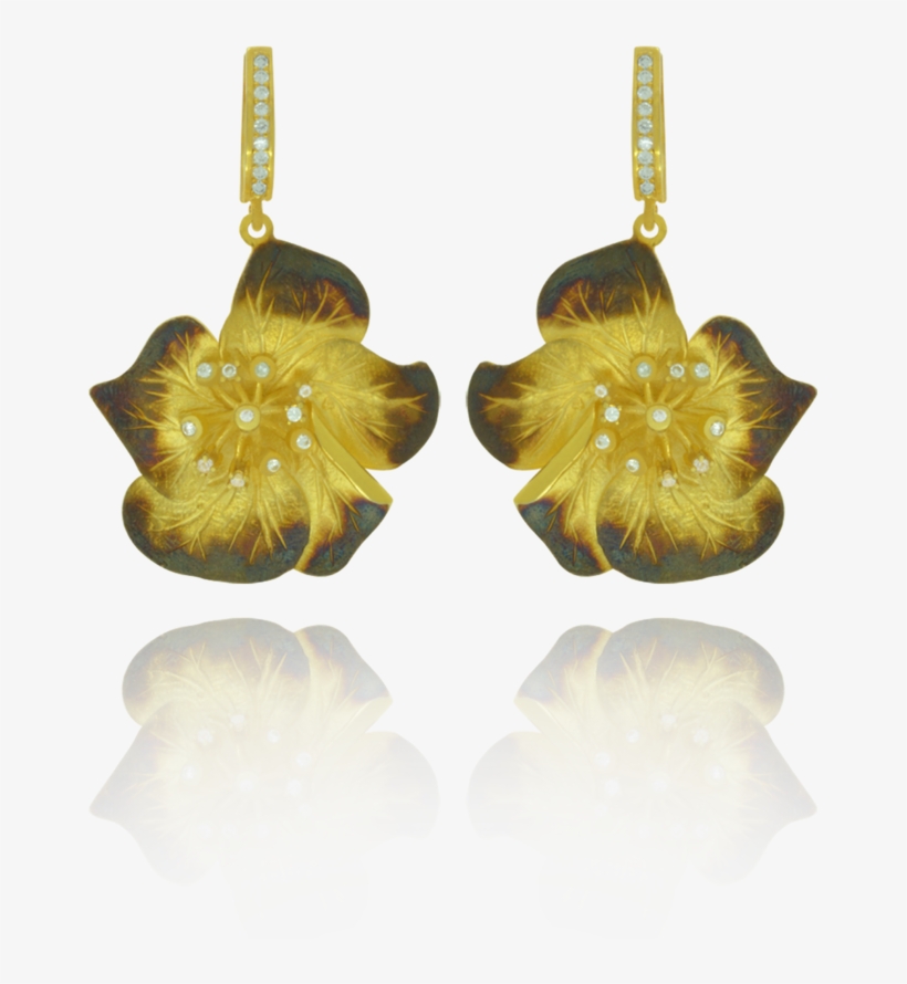 Ember Magnolia Flower With Sparkling Center Earring - Earrings, transparent png #4037764