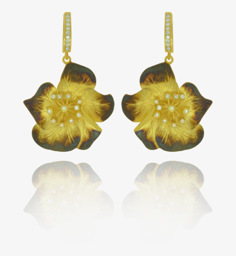 Ember Magnolia Flower With Sparkling Center Earring - Earrings, transparent png #4037764