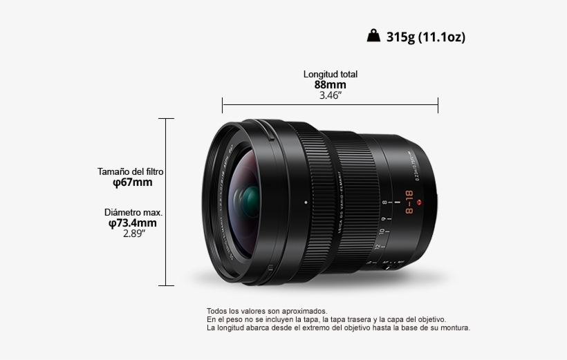 Objetivo Leica Dg H-e08018 - Panasonic H-e08018 Leica Dg Vario-elmarit 8-18mm F/2.8-4, transparent png #4038929