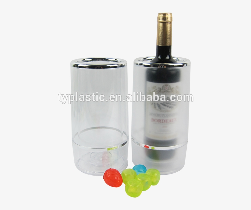 Double Walled Plastic Clear Wine Cooler Champagne For - Glass Bottle, transparent png #4042838