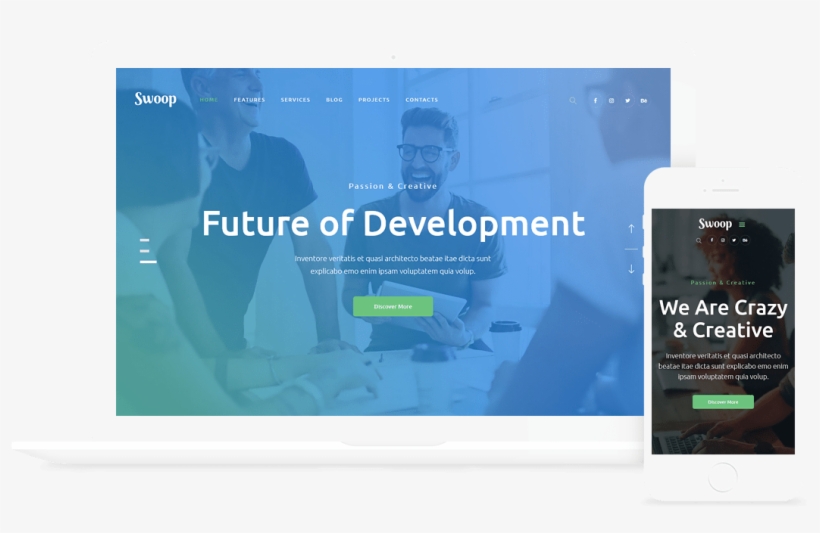 Swoop Web Studio & Creative Agency Wp Theme - Iphone, transparent png #4042857