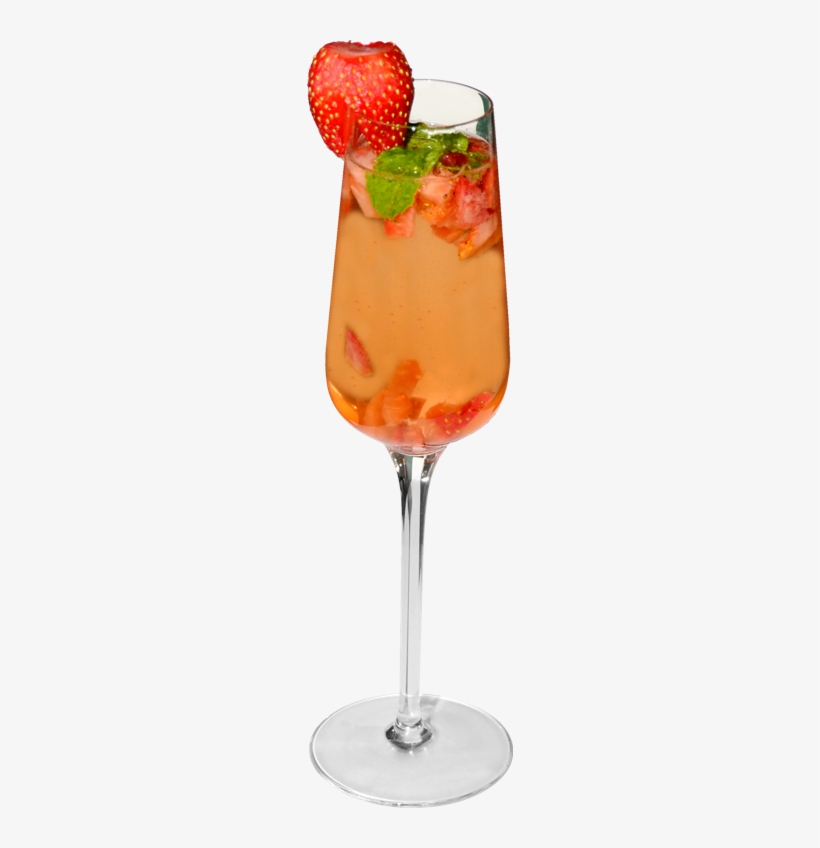 Strawberry & Champagne Mojito - Wine Glass, transparent png #4043271