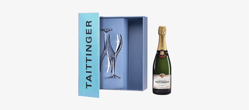 Brut Reserve Nv And 2 Flutes - Champagne Taittinger Brut 375ml, transparent png #4043389