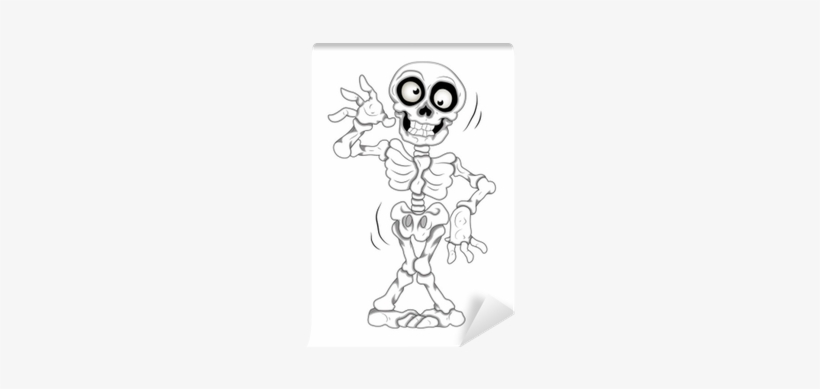 Funny Skeleton Vector Illustration Wall Mural • Pixers® - Skeleton Halloween Clipart Black And White, transparent png #4044425