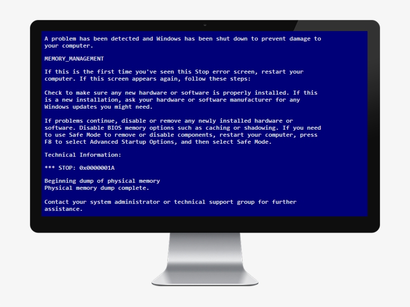 6 Ways To Fix Physical Memory Dump Error - Blue Screen Of Death, transparent png #4044652