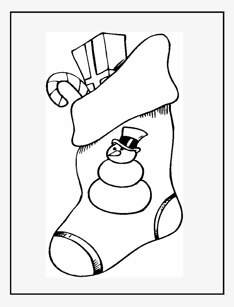 Bota De Navidad Con Regalos Para Pintar Y Recortar - Stocking Coloring Pages, transparent png #4045234