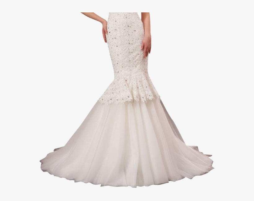 A-plum White Strap Ball Gown In Lace Wedding Dress - Gown, transparent png #4045338