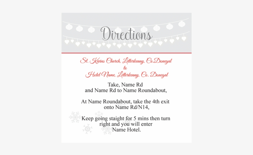 Winter Wedding Lace Red Direction Card 100mm X - Name Card Direct Line, transparent png #4045713