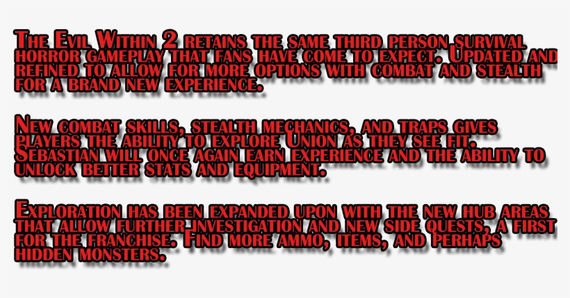 The Evil Within 2 Story Faq/recap Information - Carmine, transparent png #4046539