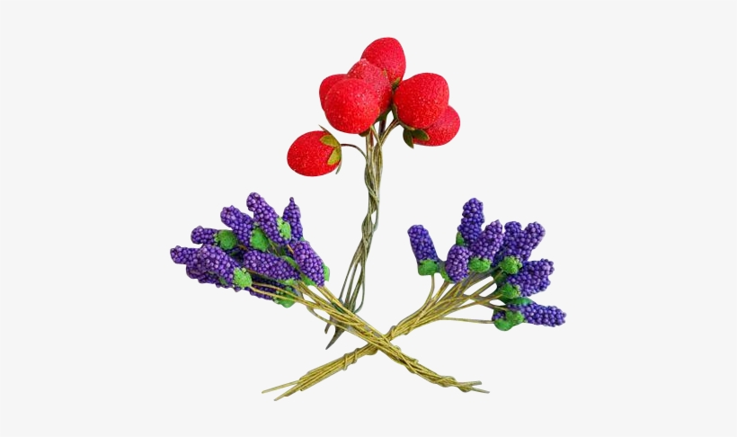 Vintage Millinery Flowers And Fruit Strawberries Grape - Buttercup, transparent png #4046918