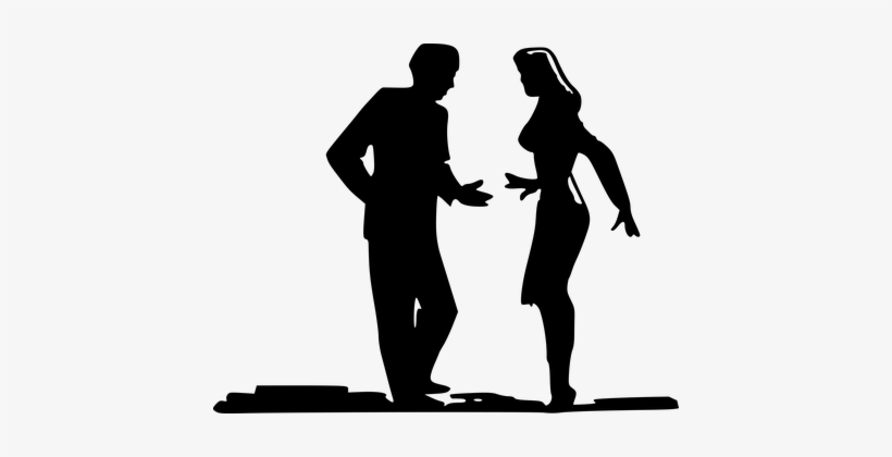 Man People Shadow Silhouette Talk Talking - Men And Women Clipart, transparent png #4047217