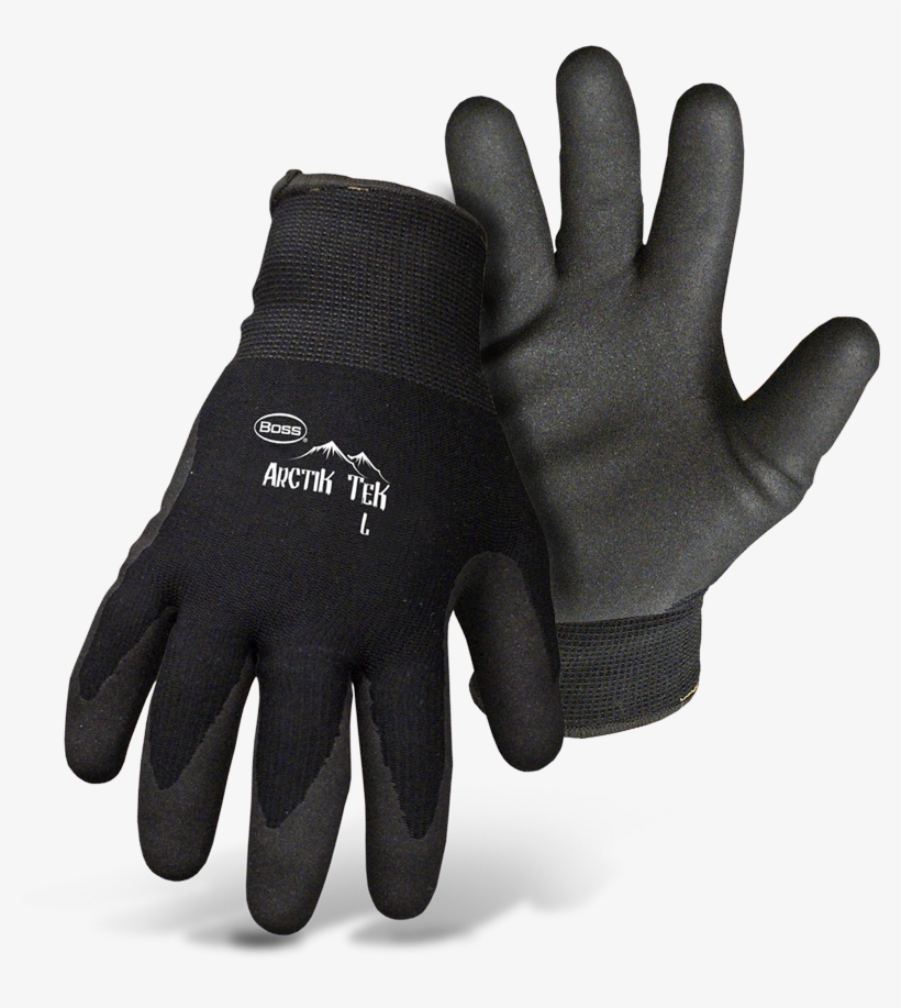 Boss® Arctik Tek™ Open Cell Nitrile Palm - Boss Arctik Tek Nitrile Coated Winter Work Gloves Small, transparent png #4047438